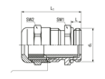 Technical drawing with dimensions of JACOB® PERFECT - EMC-cable glands with Pg thread