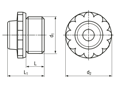 Technical drawing with dimensions of JACOB® - Twisting sleeves with Pg thread closed