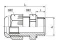 Technical drawing with dimensions of JACOB® PERFECT - Cable glands with metric thread and sealing insert for installation of several cables
