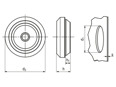 Disegno tecnico con quote di JACOB® G500-1xxx-zz - Gommini passacavo per fori passanti metrici, con membrana perforabile