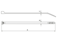Teknisk tegning med mål af ABB® Ty-Rap® Railway - Kabelbindere med spærretand rustfri stål A4, for jernbane industri