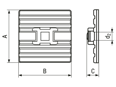 Technical drawing with dimensions of HellermannTyton® FlexTack FMB4APT-A-PA66HS-BK - 4-way adhesive backed mounts flexible, for cable ties heat stabilized