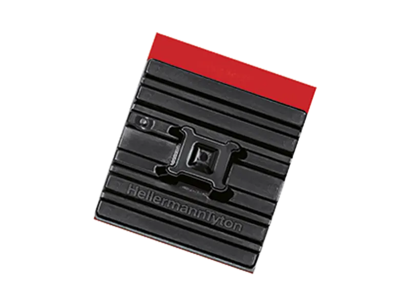 Product image of HellermannTyton® FlexTack FMB4APT-A-PA66HS-BK - 4-way adhesive backed mounts flexible, for cable ties heat stabilized