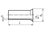 Dibujo técnico con dimensiones de Punteras sin aislamiento