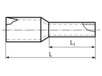 Technical drawing with dimensions of End sleeves with PP-insulation Standard DIN