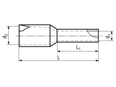 Technical drawing with dimensions of End sleeves with PP-insulation, for short circuit and earth fault current proof cables