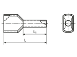 Dibujo técnico con dimensiones de Férulas gemelas con aislamiento PP Estándar DIN