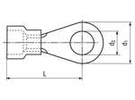 Dibujo técnico con dimensiones de Terminales sin soldar con aislamiento de PC, tipo anillo