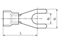 Disegno tecnico con quote di Capicorda a forcella preisolati in PA