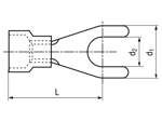 Dessin technique avec dimensions de Cosses à fourches à sertir avec isolation PA