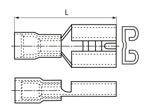 Dibujo técnico con dimensiones de Terminales hembra desconectables con aislamiento de PVC