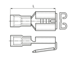 Dibujo técnico con dimensiones de Terminales desconectables a cuestas macho/hembra con aislamiento de PA