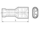 Dibujo técnico con dimensiones de Terminales desconectables hembras, totalemente aisladas con aislamiento de PC