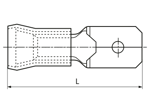 Dibujo técnico con dimensiones de Terminales desconectables macho con aislamiento de PC