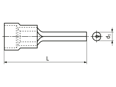 Dessin technique avec dimensions de Embouts ronds à pointe cylindrique avec isolation PA