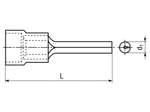 Dibujo técnico con dimensiones de Terminales de perno sin soldar con aislamiento de PA