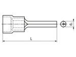 Dibujo técnico con dimensiones de Terminales de perno sin soldar con aislamiento de PC