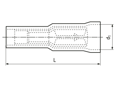Technical drawing with dimensions of Female bullet terminals, fully insulated with PVC-insulation