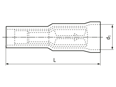 Technical drawing with dimensions of Female bullet terminals, fully insulated with PA-insulation