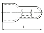 Technical drawing with dimensions of Close-end terminals with PA-insulation