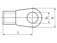 Disegno tecnico con quote di Capicorda ad anello non isolati