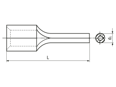 Disegno tecnico con quote di Capicorda a puntale non isolati, puntale tondo