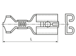 Dibujo técnico con dimensiones de Terminales hembra desconectables, totalmente redondos sin aislamiento