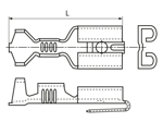 Dibujo técnico con dimensiones de Fundas insertables planas con derivación redondos sin aislamiento