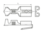 Dibujo técnico con dimensiones de Fundas insertables planas con derivación redondos sin aislamiento