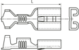 Dibujo técnico con dimensiones de Fundas insertables planas con lengua de bloqueo redondos sin aislamiento