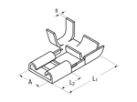 Dibujo técnico con dimensiones de BM - Fundas insertables planas con conector de cables lateral redondos sin aislamiento