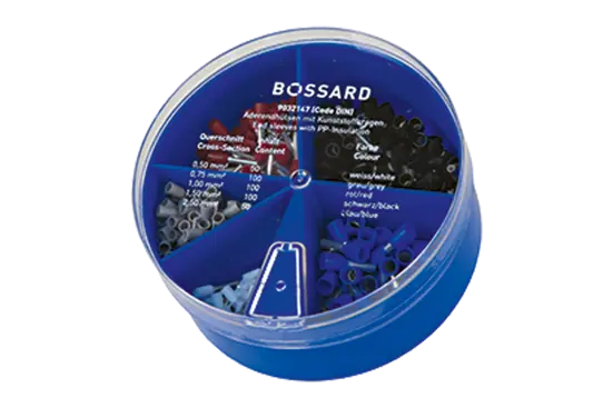BN 22555 | Assortimento terminali a tubetto, contenitore tondo terminali a tubetto preisolati singoli, serie colorata DIN Standard DIN