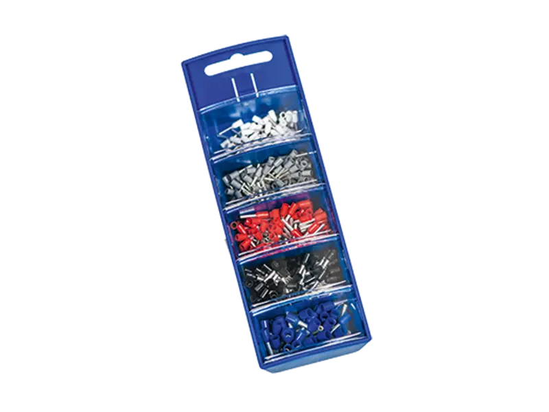 Product image of Assortment box with ferrules, blue insulated single ferrules, colourcode DIN