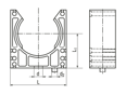 Technische Zeichnung mit Maßen von REIKU® PAHOB..V - Systemhalter verdrehgesichert ohne Deckel
