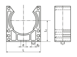Technische Zeichnung mit Maßen von REIKU® PAHOG..V - Systemhalter verdrehgesichert ohne Deckel