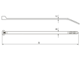 Technische Zeichnung mit Maßen von ABB® Ty-Rap® - Kabelbinder mit Sperrzunge INOX A4