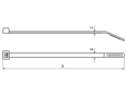 Teknisk tegning med mål af ABB® Ty-Fast® - Kabelbindere