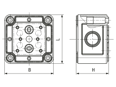 Dibujo técnico con dimensiones de SPELSBERG® TK PS - Caja vacía TK PS, transparente