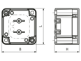 Dibujo técnico con dimensiones de SPELSBERG® TK PC - Caja vacía TK PC