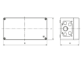 Technical drawing with dimensions of SPELSBERG® AKL PS - Housings AKL PS, transparent