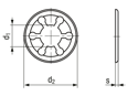 Technical drawing with dimensions of southco® DZUS® PANEX D8 - Retainers push-on