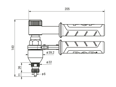 Technical drawing with dimensions of POP® PNT210X - Hand rivet tool for blind rivet nuts and blind rivet studs