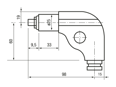 Technical drawing with dimensions of POP® PRH 850 - Corner heads 90° for rivet tools POP® ProSet® XT3 / XT4