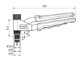 Technical drawing with dimensions of POP® TT55N - Hand rivet tool for blind rivet nuts