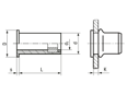 Technical drawing with dimensions of FASTEKS® FLEXINUT WNPA - Blind rivet nuts standard flange