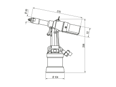 Technical drawing with dimensions of AVDEL® 74290 - Hydropneumatic punching tool for hexagonal hole production