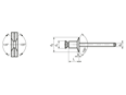Technical drawing with dimensions of POP® SKK 30... PT - Blind rivets flat countersunk head