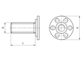 Dibujo técnico con dimensiones de bigHead® SM1/B30 - Fijación con perno roscado cabeza redonda Ø 30 mm