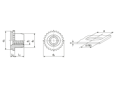Technical drawing with dimensions of PEM® UL - Miniatur self-clinching lock nuts for metallic materials