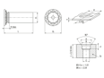 Technical drawing with dimensions of PEM® FH - Self-clinching pins for metallic materials